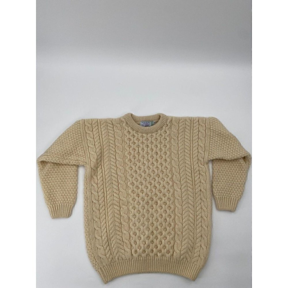 Highland Home Industries Pure New Wool WoolMark Sweater Beige Women Size Medium